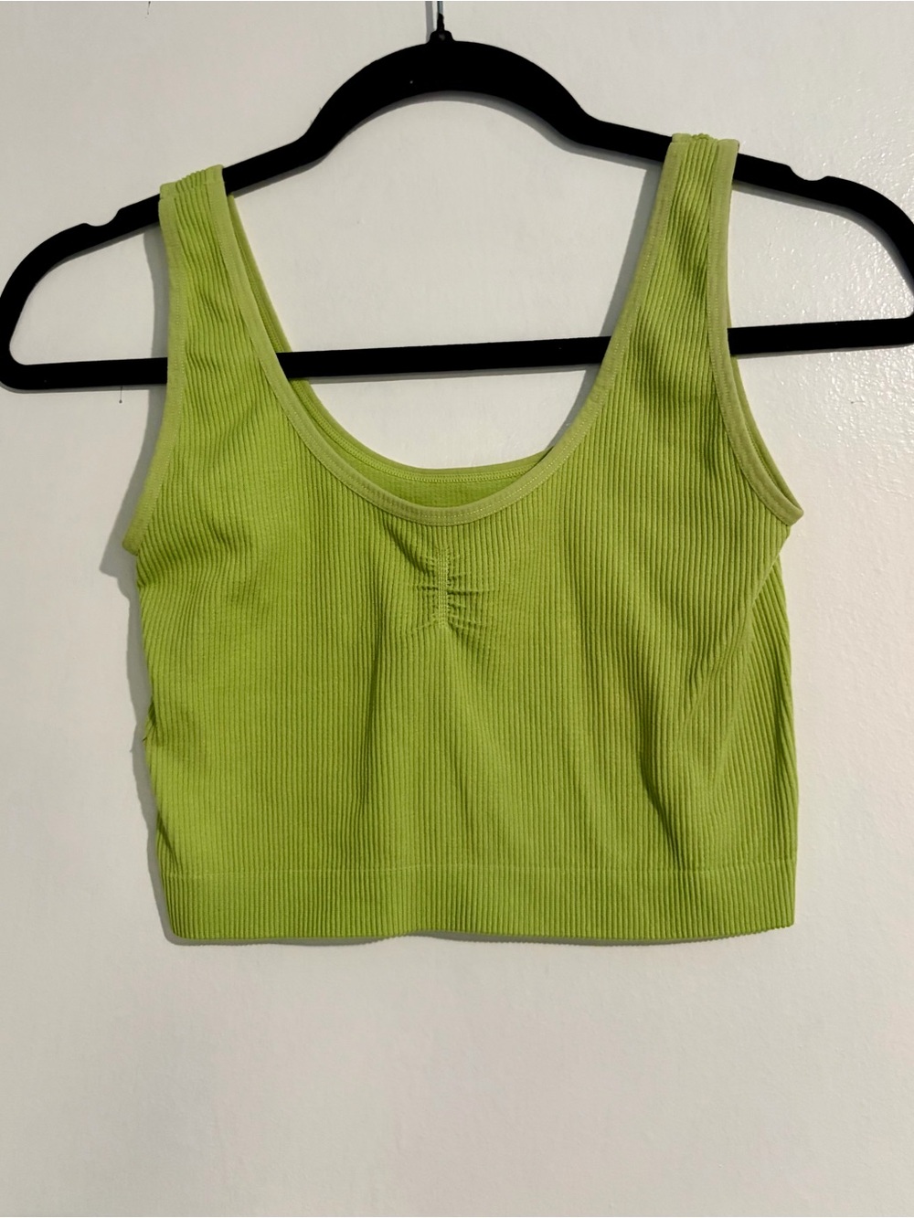 Ribbed Scoop Neck Tank Top - Lime Green